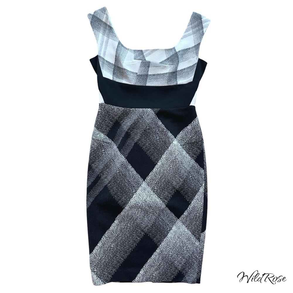Roland Moutet Black White Plaid Sheath Dress Sz Us 8 View 2